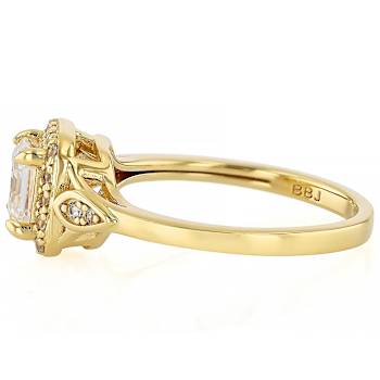 Diamond Simulant Square Octagonal And White Zircon Ring In 18K Gold Over
Sterling Silver 1.67ctw