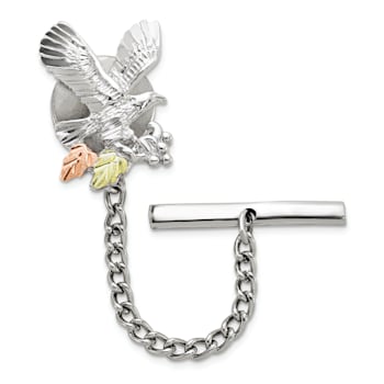 Rhodium Over Sterling Silver with 12K Gold Accents Eagle Pin/Tie Tac