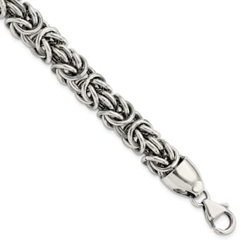 Sterling Silver Polished and Antiqued 8.5 Inch Byzantine Bracelet