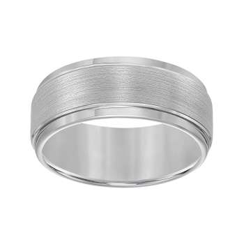 9mm Step-Edge Comfort Fit Band in Gray Tungsten Carbide with Brushed Finish