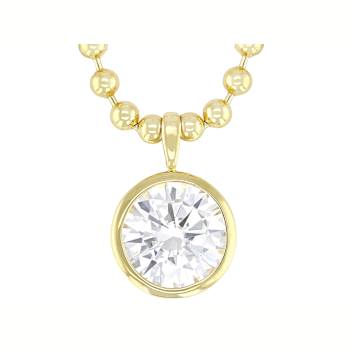 Large Round Moissanite Solitaire Pendant Necklace In 14K Gold Over
Sterling Silver