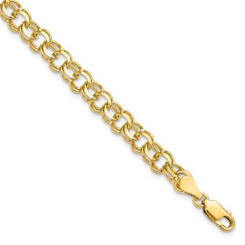 10k Yellow Gold 5.5mm Double Link Charm Bracelet