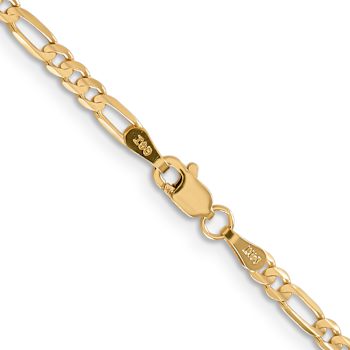 10k Yellow Gold 3mm Solid Concave Figaro 26 Inch Chain