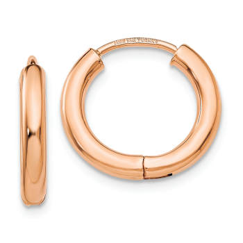 14k Rose Gold Polished Hinged 9/16" Hoop Earrings