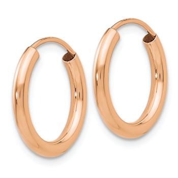 14k Rose Gold 5/8" Polished Round Endless Hoop Earrings