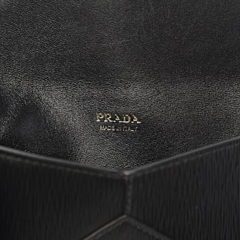 Prada Black Vitello Move Leather Long Envelope Wallet