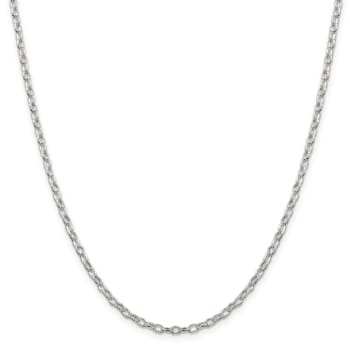 Sterling Silver 3mm Fancy Patterned Rolo Chain Necklace