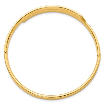 14k Yellow Gold Polished and Diamond-Cut Overlap Hinged Bangle