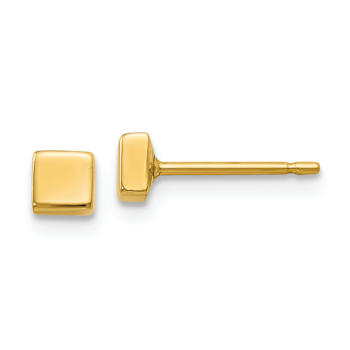14k Yellow Gold Polished 3.5mm Square Stud Earrings
