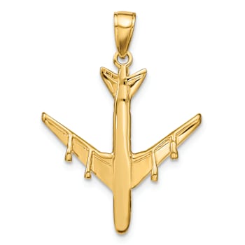 14k Yellow Gold 3D Jet Pendant