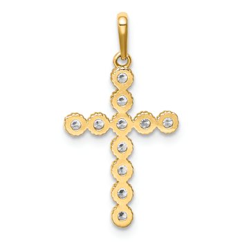 14k Yellow Gold Cubic Zirconia Cross Pendant