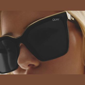 Quay Level Up Black Gold Square Frame / Smoke Lenses Sunglasses