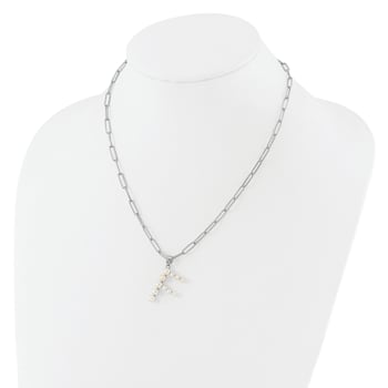 Freshwater Cultured Freshwater Pearl Necklace Rhodium Over Sterling Silver 18-inch Chain Included Freshwater Cultured Freshwater Pearl Necklace Rhodium Over Sterling Silver 18-inch Chain Included
