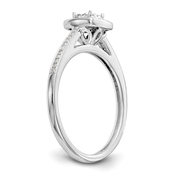 Rhodium Over 14K White Gold Lab Grown Diamond Cluster Engagement Ring 0.202ctw