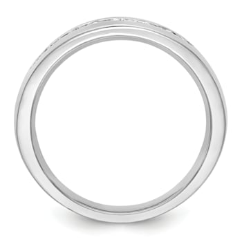 Rhodium Over 14K White Gold Lab Grown Diamond Men's Band