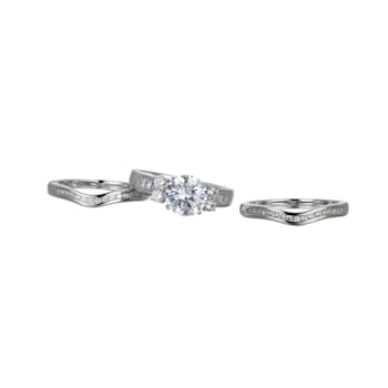 White Cubic Zirconia Rhodium Over Sterling Silver 3 Pieces Bridal Set
Rings 4.28ctw
