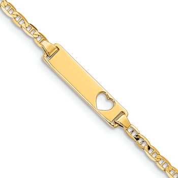 10k Yellow Gold Children's Flat Mariner Link ID Bracelet