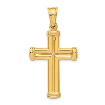 14K Yellow Gold Hollow Cross Pendant