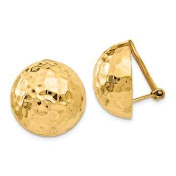14k Yellow Gold 18mm Hammered Non-pierced Stud Earrings