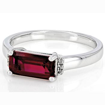 Lab-Created Ruby East-West Band Ring In Sterling Silver