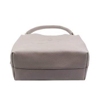 Prada Vitello Phenix Grey Leather Embossed Logo Hobo Tote Bag
