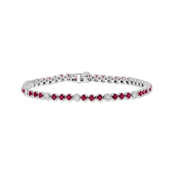 3.09ctw Ruby and Diamond  Bracelet in 14k White Gold