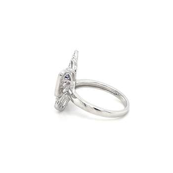 Tanzanite 9x4.5mm Marquise and White Zircon Rhodium Over Sterling Silver Ring