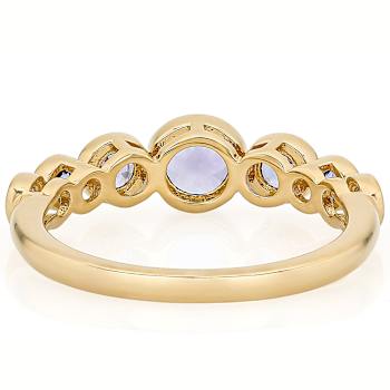 Blue Tanzanite Band Ring In 18K Gold Over Sterling Silver 0.94ctw