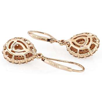Morganite Pear And White Zircon Earrings In 18K Rose Gold Over Sterling
Silver 2.02ctw