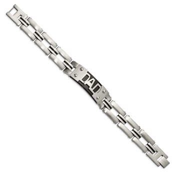 Stainless Steel Brushed and Polished Black IP-plated DAD 9-inch Bracelet