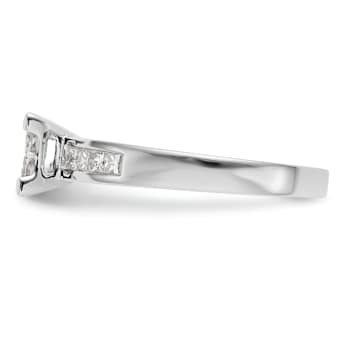 Rhodium Over 14K White Gold Diamond Cluster Engagement Ring 0.72ctw