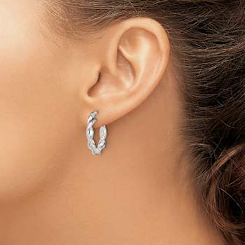 Sterling Silver Twisted and Textured Hoop Earrings