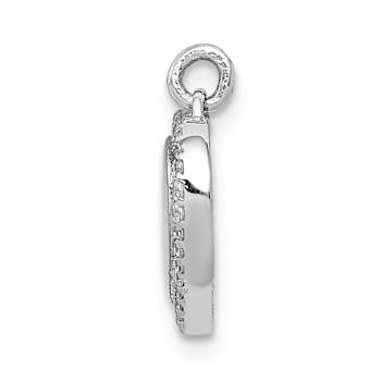Rhodium Over 14k White Gold Diamond Fancy Polished Heart Pendant