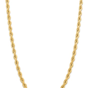 14k Yellow Gold 6.5mm Solid Diamond-Cut Rope 28 Inch Chain