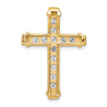 14k Yellow Gold Diamond Latin Cross Chain Slide Pendant