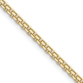14k Yellow Gold 2.2mm Flat Bismark 24 Inch Chain
