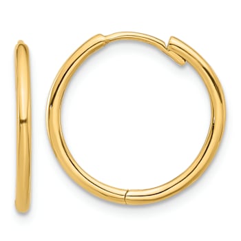 14k Yellow Gold 5/8" Polished Hinged Hoop Earrings