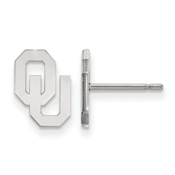Rhodium Over Sterling Silver  LogoArt University of Oklahoma Extra Small
Post Earrings