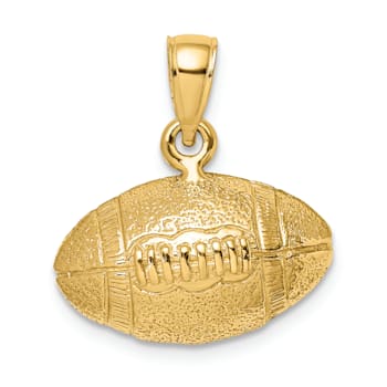 14k Yellow Gold 3D Polished and Textured Football pendant