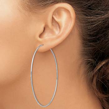 Rhodium Over 14k White Gold Polished 2 11/16" Round Endless Tube
Hoop Earrings