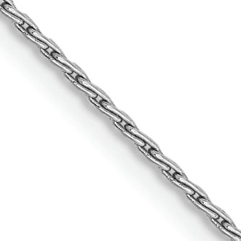Rhodium Over 14k White Gold 1mm Solid Round Parisian Wheat 16 Inch Chain