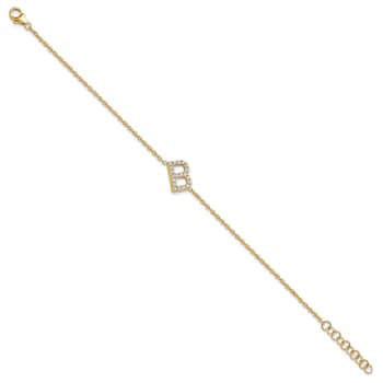 14k Yellow Gold Diamond Sideways Letter B Bracelet