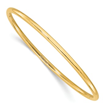 14k Yellow Gold 3mm Polished Slip On Bangle