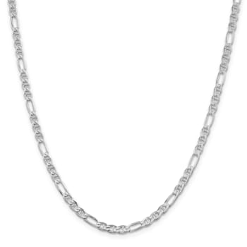 Rhodium Over Sterling Silver 3.75mm Figaro Anchor Chain Necklace