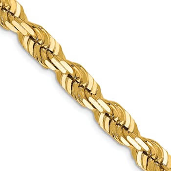 14k Yellow Gold 6.5mm Solid Diamond-Cut Rope 20 Inch Chain