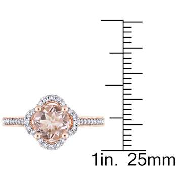 Morganite and Diamond 14K Rose Gold Halo Ring 1.42ctw