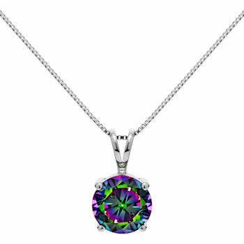 Multi-color Cubic Zirconia 14k White Gold Pendant With Chain 2.00ctw