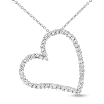 0.50ctw Diamond Heart Shaped Pendant with chain in 14k White Gold