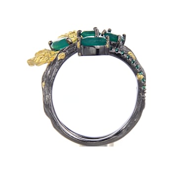 Green Agate and Nanocrystal 14K Gold Over and Black Rhodium Over
Sterling Silver Butterfly Ring