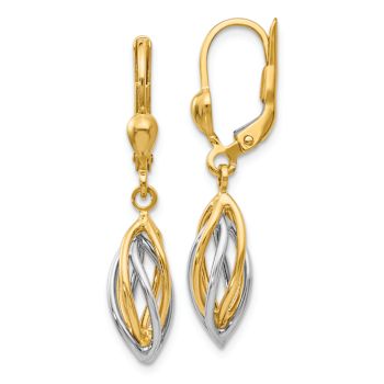 14k Yellow Gold and 14k White Gold Polished Dangle Earrings
